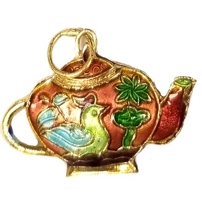 ENAMEL TEAPOT 27X28MM RUST RED